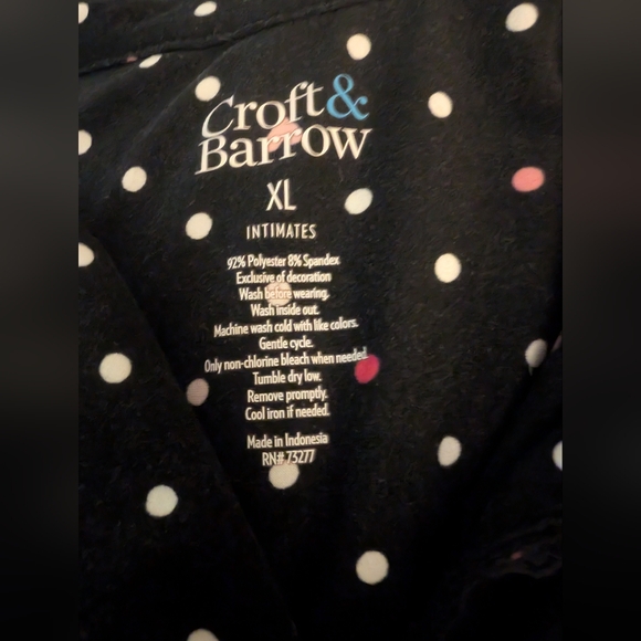 Croft & Barrow Pajama Set , Navy with Multicolor Polka Dots And Hearts - Picture 2 of 5